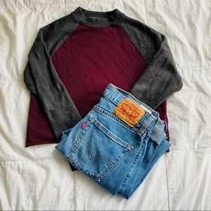 Cropped sweater red and grey